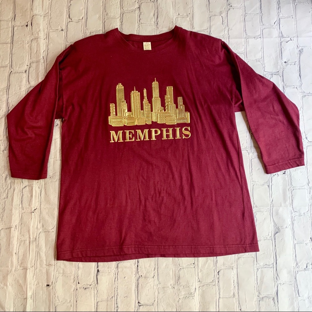 Vintage 80’s Memphis TN Gold 3D Big Print Top XL